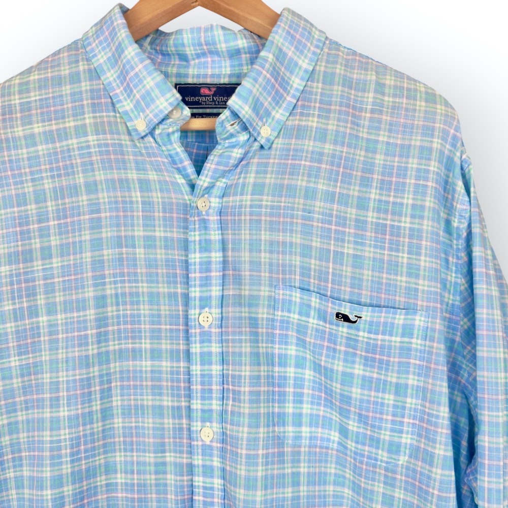 Vineyard Vines Slim Fit Tucker Button Up Shirt Mens XL lightweight Cotton Plaid